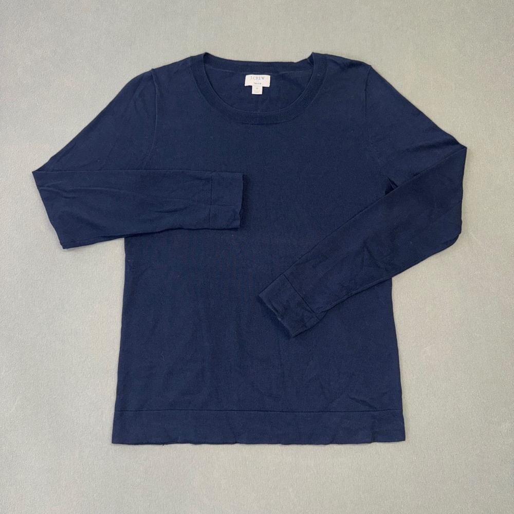 J.Crew Teddie Sweater Navy Blue Crew Neck Long Sleeve Knit Top Small